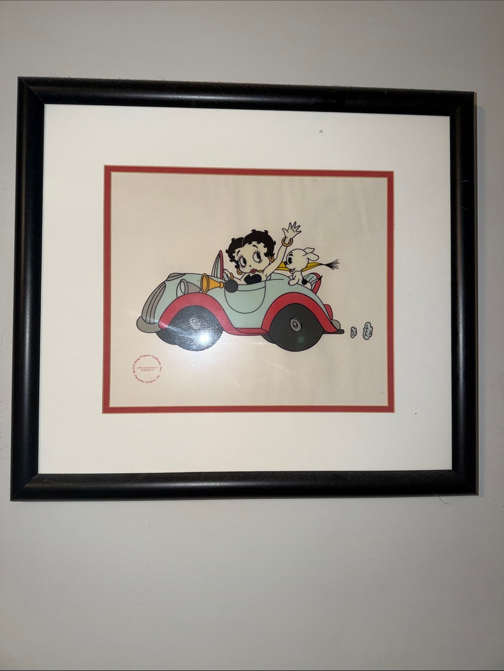 Betty Boop Vintage limited edition Wall Art - Black Frame,Red &Light Blue 91